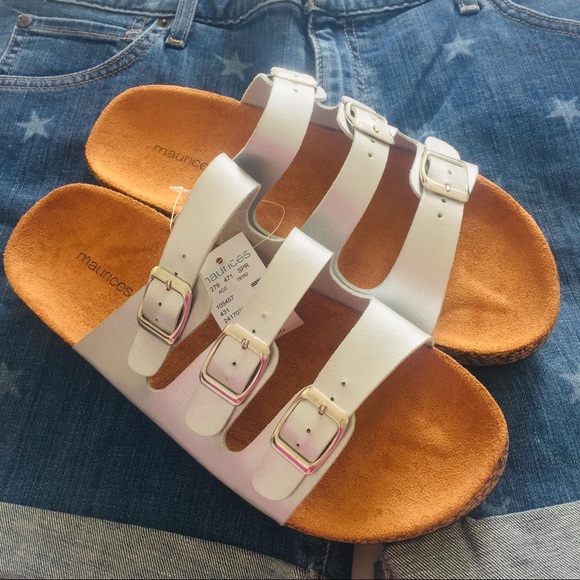 Maurices Shoes - NWT $24 Maurices 3 strap silver birko sandals 10